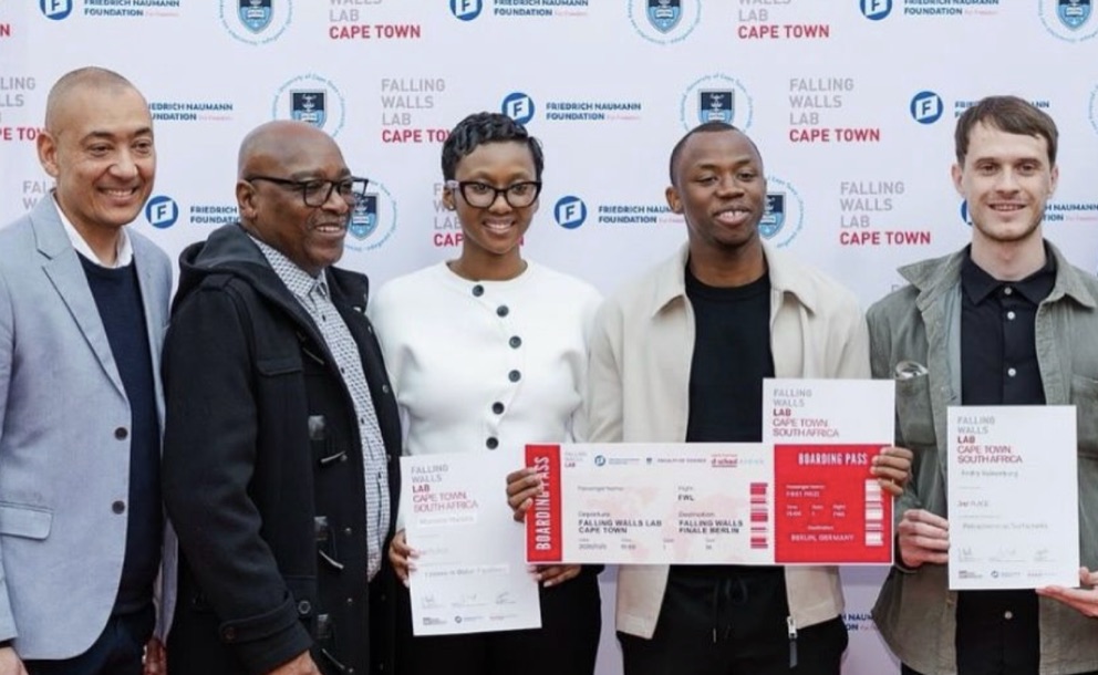 Andre (right) after placing second at Falling Walls Lab Cape Town